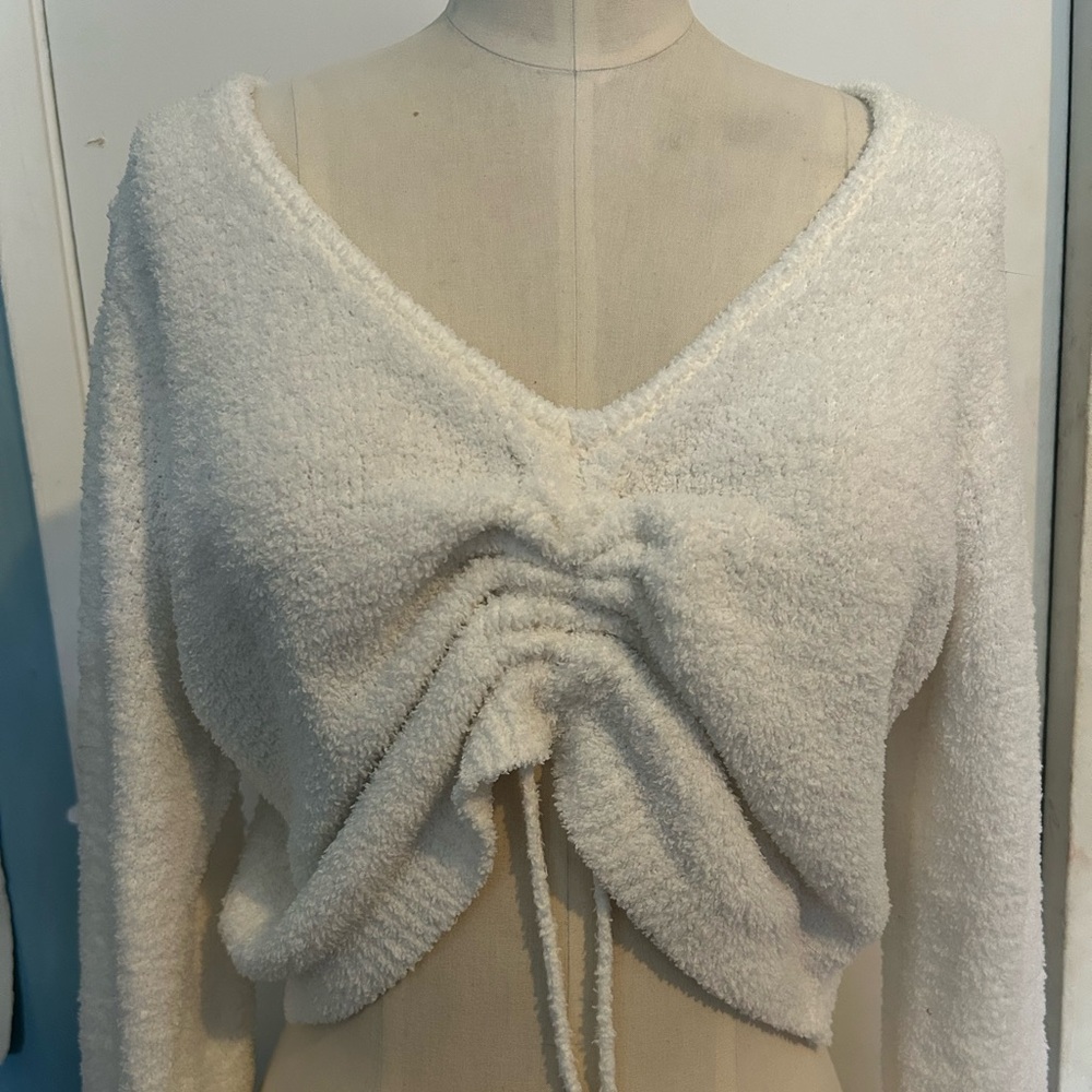 Almost Famous White Textured Crop Sweater